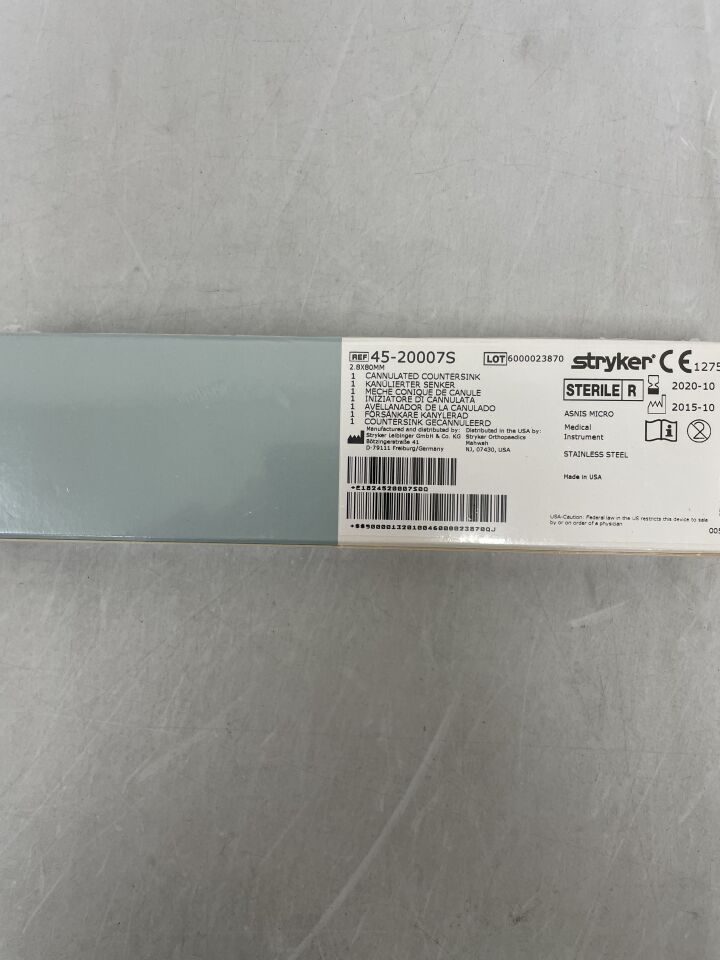 45-20007S - STRYKER - Asnis Micro Cannulated Countersink 2.8mm x 80mm, () - ( Expiry Date: )