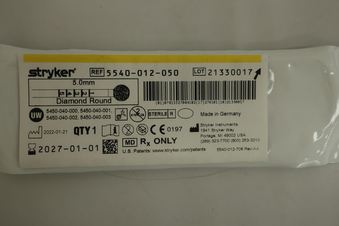5540-012-050 - STRYKER - Round Diamond Bur, 5.0mm, () - ( Expiry Date: )