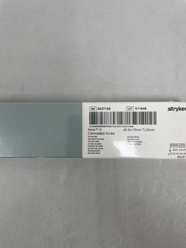 602715S - STRYKER - Asnis III Cannulated Screw, 6.5 x 115mm, () - ( Expiry Date: )