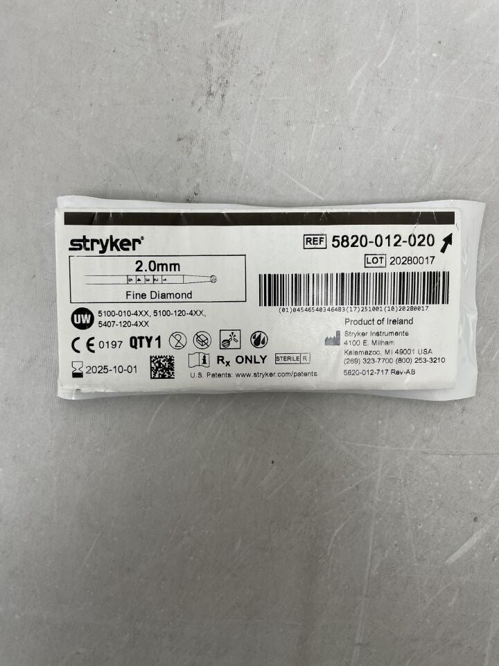 5820-012-020 - STRYKER - Elite Round Diamond Burr, 2 mm Head Diameter , ( ) - ( Expiry Date : )