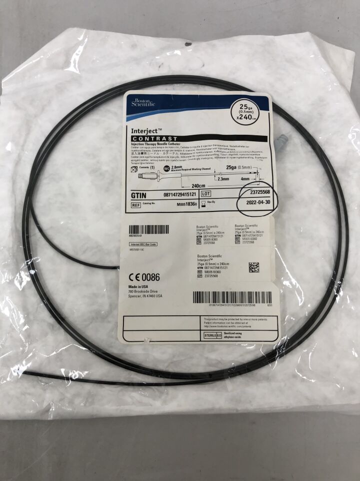 1836 - BOSTON SCIENTIFIC - Interject Injection Therapy Needle Catheter - CONTRAST - 25Ga x 240cm, () - ( Expiry Date: )