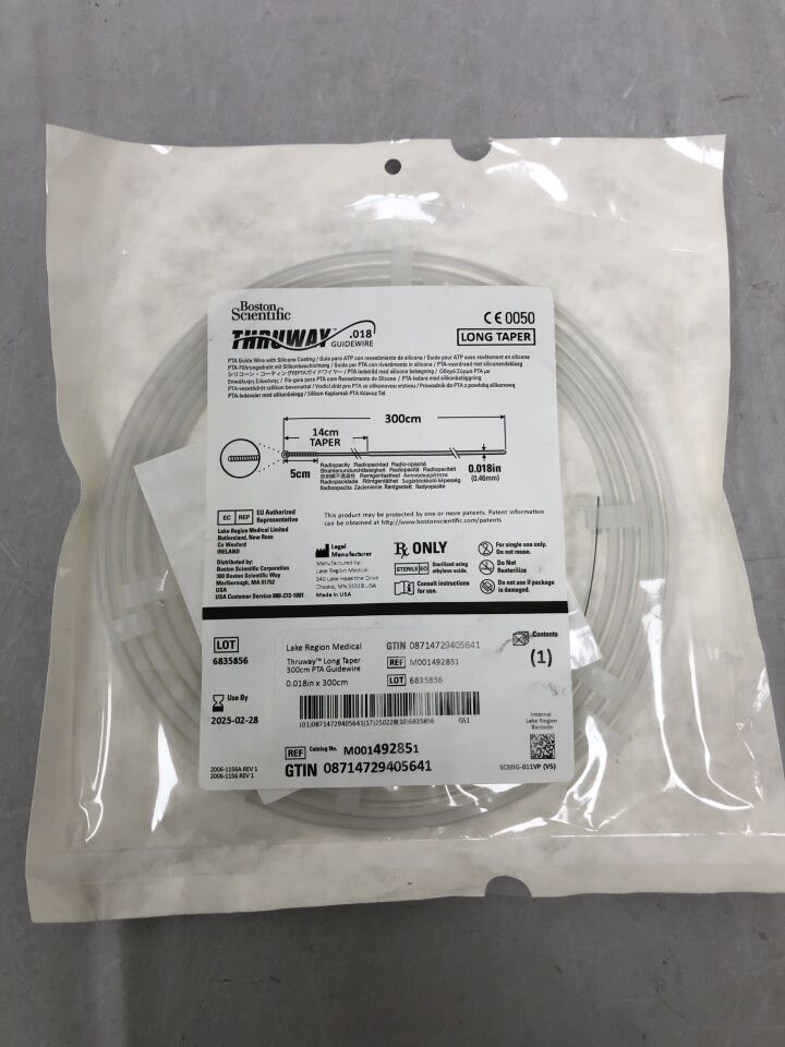 49285 - BOSTON SCIENTIFIC - Thruway PTA Guidewire - Long Taper - .018" x 300cm, () - ( Expiry Date: )