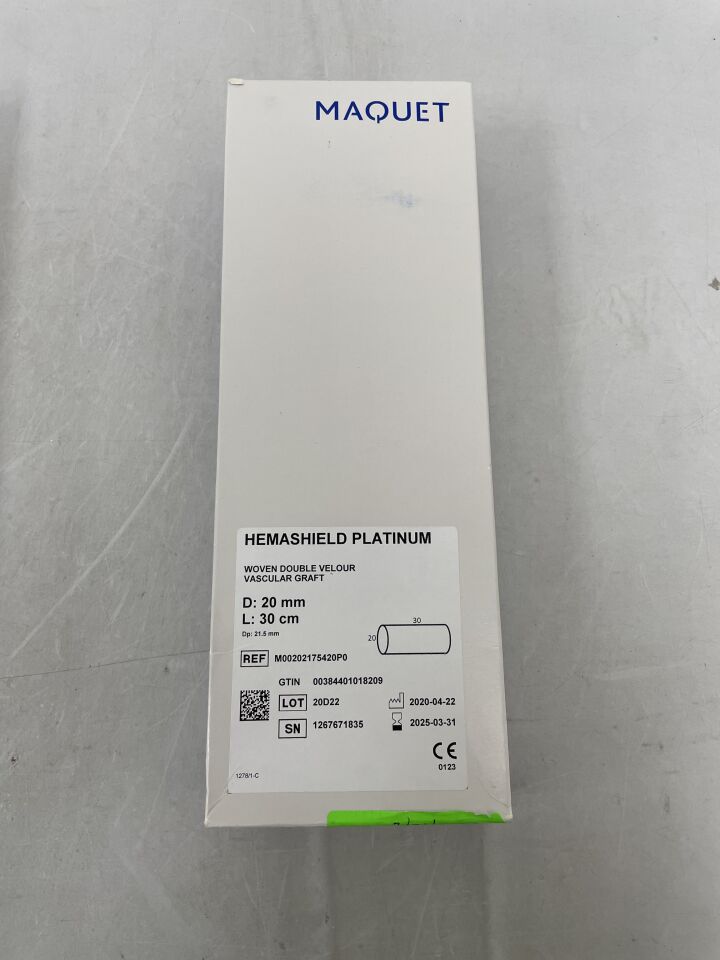 M00202175420P0 - MAQUET - Hemashield Platinum Woven Double Velour Vascular Graft D: 20mm L: 30cm, () - ( Expiry Date: )