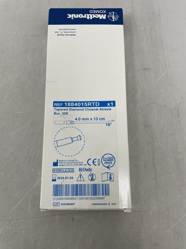 1884015RTD - MEDTRONIC - 30K Tapered Diamond Choanal Atresia Bur, 4.0mm x 13cm, 15 Degree, () - ( Expiry Date: )