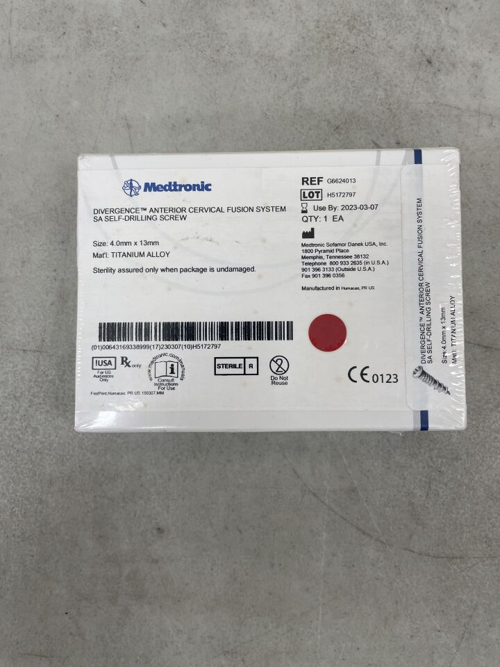 G6624013 - MEDTRONIC - Divergence Anterior Cervical Fusion System Self Drilling Screw, 4 x 13mm, () - ( Expiry Date: )