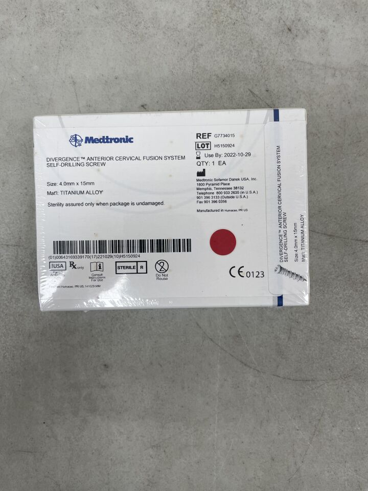 G7734015 - MEDTRONIC - Divergence Anterior Cervical Fusion System Self Drilling Screw, 4 x 15mm, () - ( Expiry Date: )