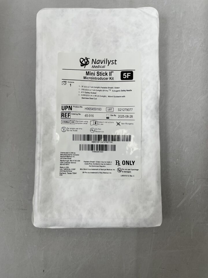 45-916 - NAVILYST MEDICAL - Mini Stick II Microintroducer Kit, 5F x 7cm, 45cm NT/SS Guidewire, () - ( Expiry Date: )