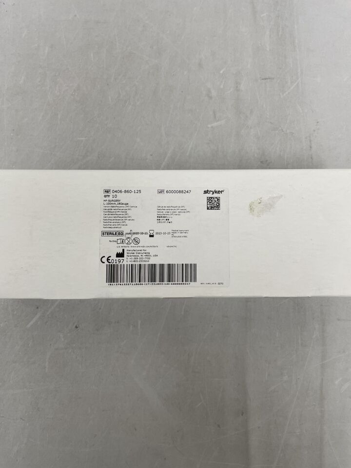 0406-860-125 - STRYKER - Venom RF Cannula HF-Surgery, 18G x 100mm, 10mm Tip, Curved, () - ( Expiry Date: )