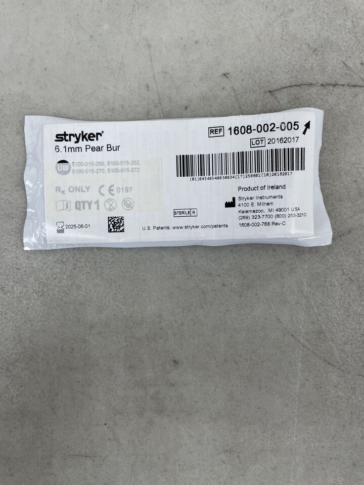 1608-002-005 - STRYKER - Pear Burr, 6.1 dia. x 10 mm Head Length, () - ( Expiry Date: )
