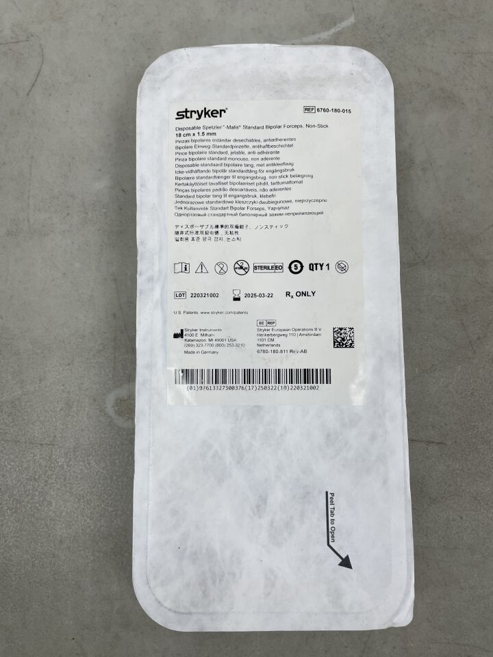 6760-180-015 - STRYKER - Spetzler-Malis Standard 7" Bipolar Forceps, 1.5mm, () - ( Expiry Date: )