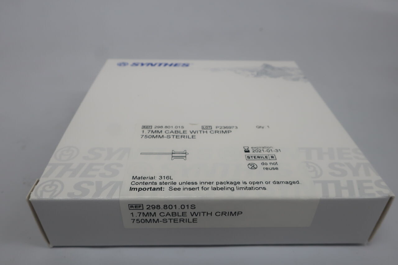 298.801.01S - SYNTHES - 1.7mm cable with crimp, 750mm, () - ( Expiry Date: )