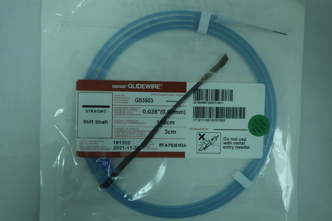 GS3503 - TERUMO - Radifocus Glidewire - Straight Stiff Shaft - .035" x 180cm x 3cm
, () - ( Expiry Date: )