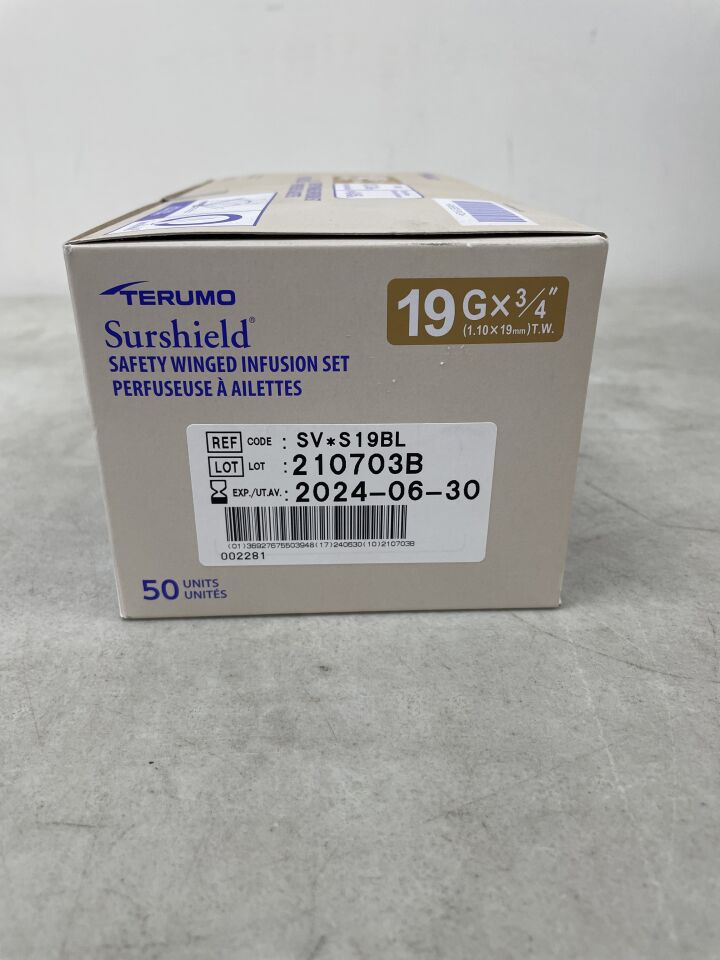 SV*S19BL - TERUMO - Surshield Safety Winged Infusion Set, 19G X 3/4in, () - ( Expiry Date: )