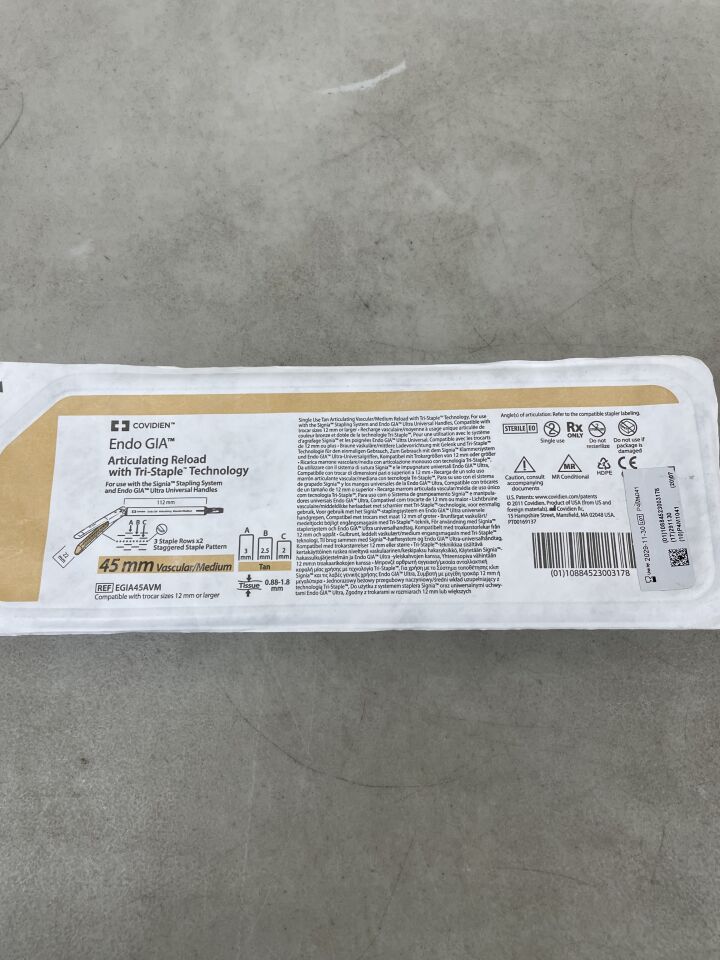EGIA45AVM - COVIDIEN - Endo GIA 可旋轉式裝釘,45mm 血管/中型,採用三釘技術,()-(有效期:)