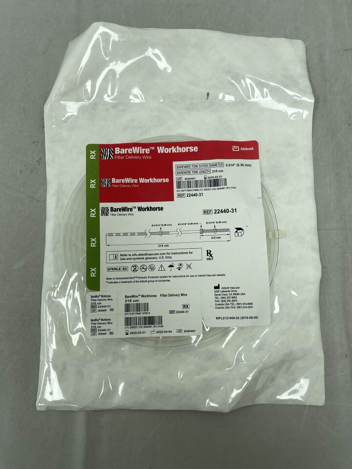 22440-31 - ABBOTT - BareWire Workhorse Filter Delivery Wire 315 cm, () - ( Expiry Date: )