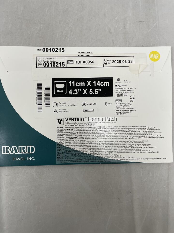 10215 - BARD - Ventrio Self-Expanding Hernia Patch, Medium, 11 x 14 cm, () - ( Expiry Date: )
