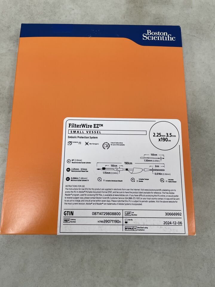 39071190 - BOSTON SCIENTIFIC - FilterWire EZ Embolic Protection System - Small Vessel - 2.25mm-3.5mm x 190cm, () - ( Expiry Date: )