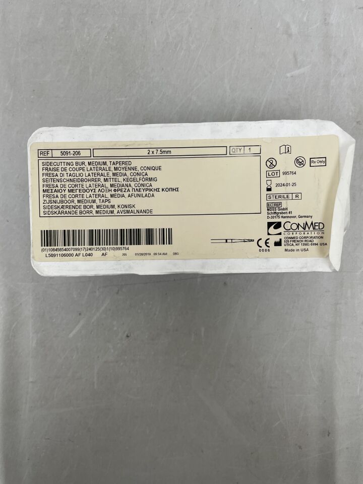 5091-206 - CONMED - Tapered Side-Cutting Micro Bur, Medium, 2.0x7.5 mm, () - ( Expiry Date: )