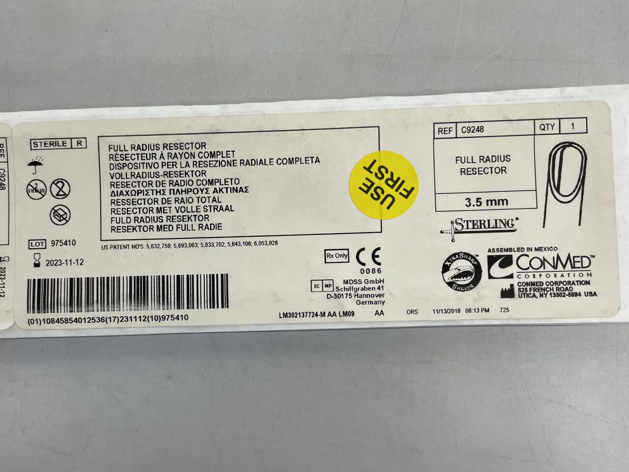 C9248 - CONMED - 3.5mm STERLING FULL RADIUS RESECTOR, () - ( Expiry Date: )