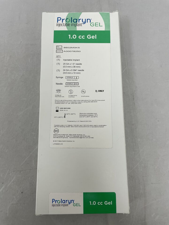 8602M0K5 - MERZ - Prolaryn Injectable Implant 1.0cc Gel, () - ( Expiry Date: )