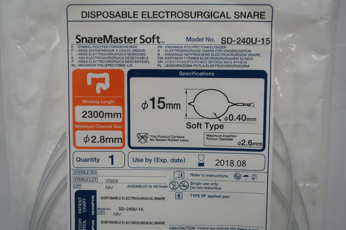 SD-240U-15 - OLYMPUS - SnareMaster Soft Disposable Electrosurgical Snare - 2300mm x 2.8mm x 15mm x .40mm, ()
