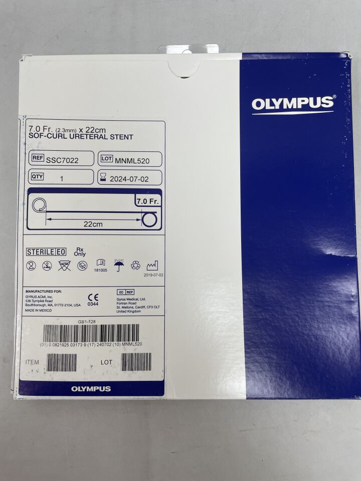SSC7022 - OLYMPUS - Sof-Curl Ureteral Stent 7F x 22cm, () - ( Expiry Date: )