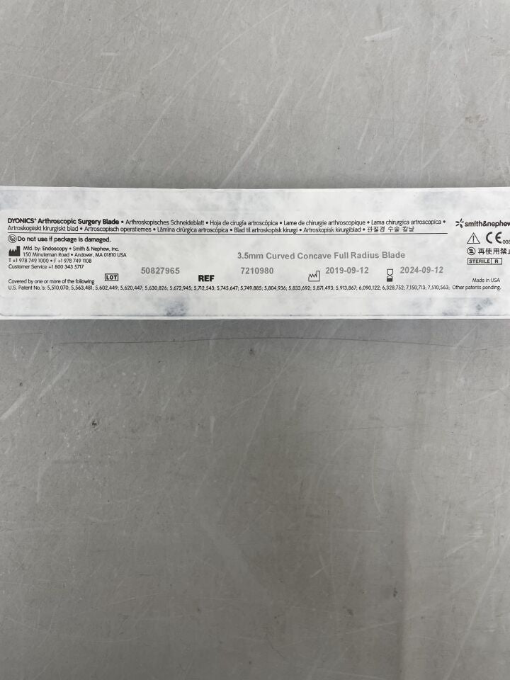 7210980 - SMITH & NEPHEW - Dyonics 3.5mm Concave Full Radius, Curved Blade, () - ( Expiry Date: )