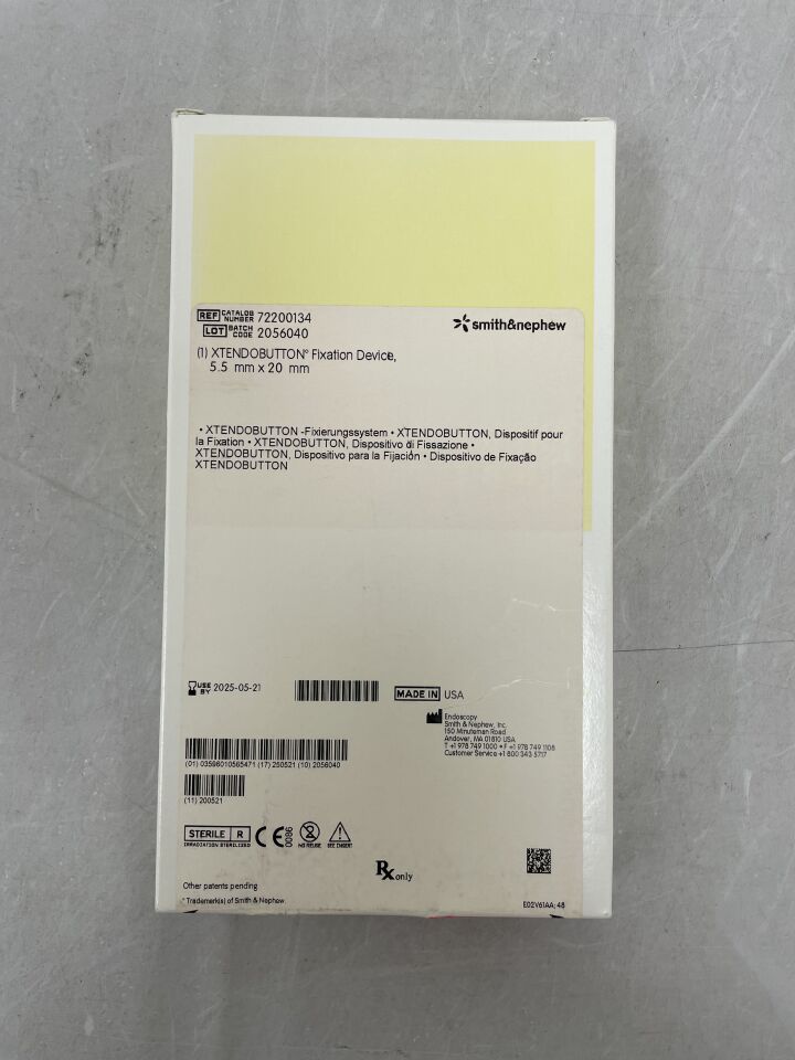 72200134 - SMITH & NEPHEW - Xtendobutton Fixation Device, 5.5mmx 20mm, () - ( Expiry Date: )