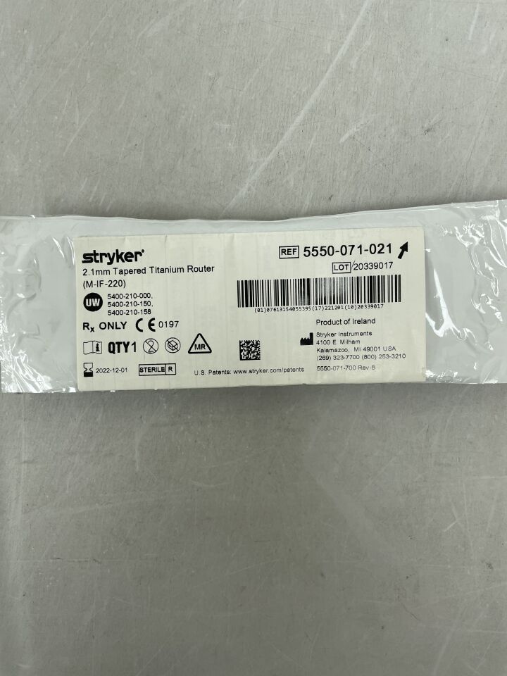 5550-071-021 - STRYKER - Tapered Router 2.1mm, Titanium, () - ( Expiry Date: )