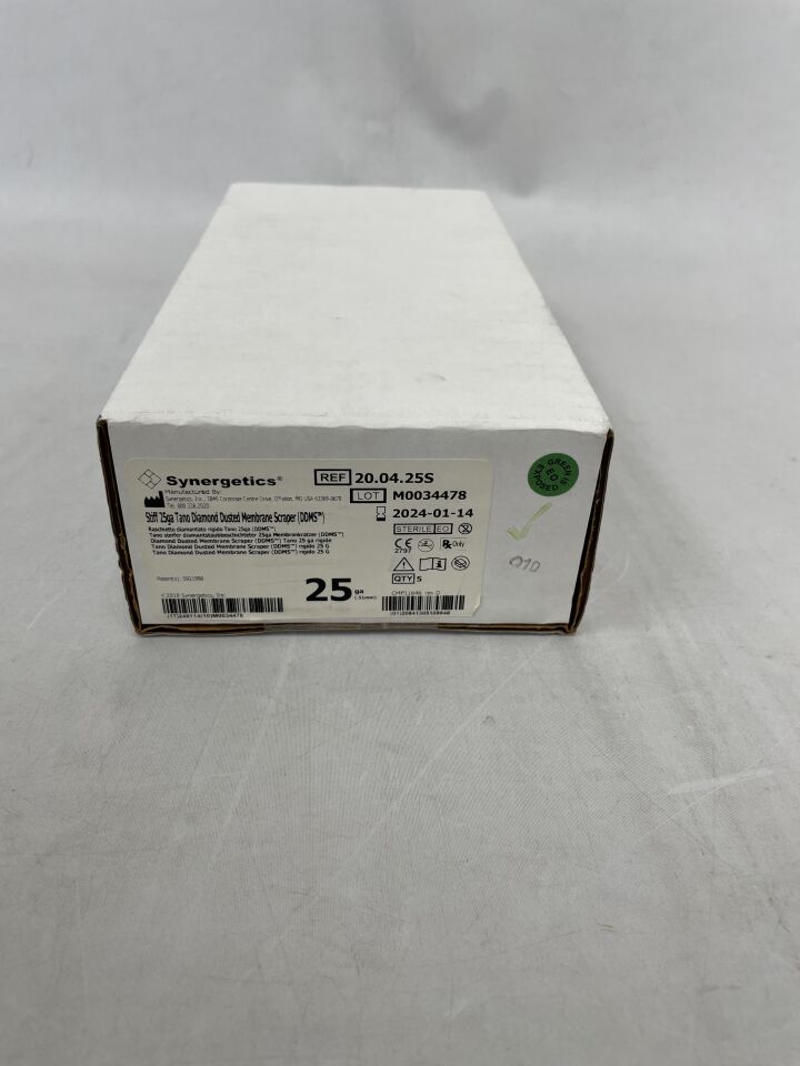 20.04.25S - SYNERGETICS - 25G Stiff Tano Diamond Dusted Membrane Scraper, () - ( Expiry Date: )