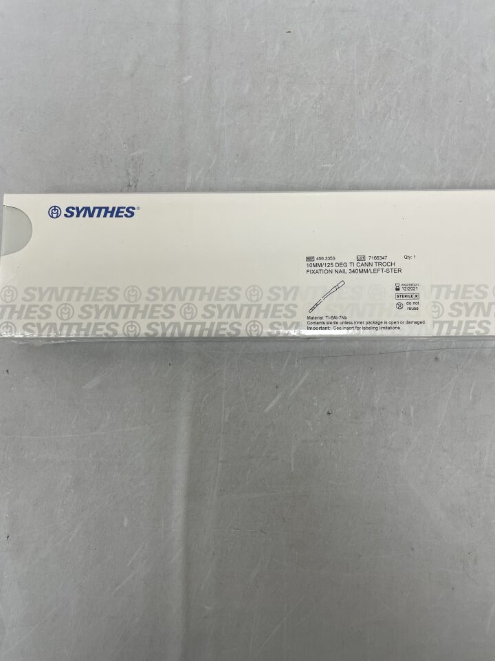 456.335S - SYNTHES - Titanium Alloy Left Cannulated Trochanteric Fixation Nail, 11 x 340mm, () - ( Expiry Date: )