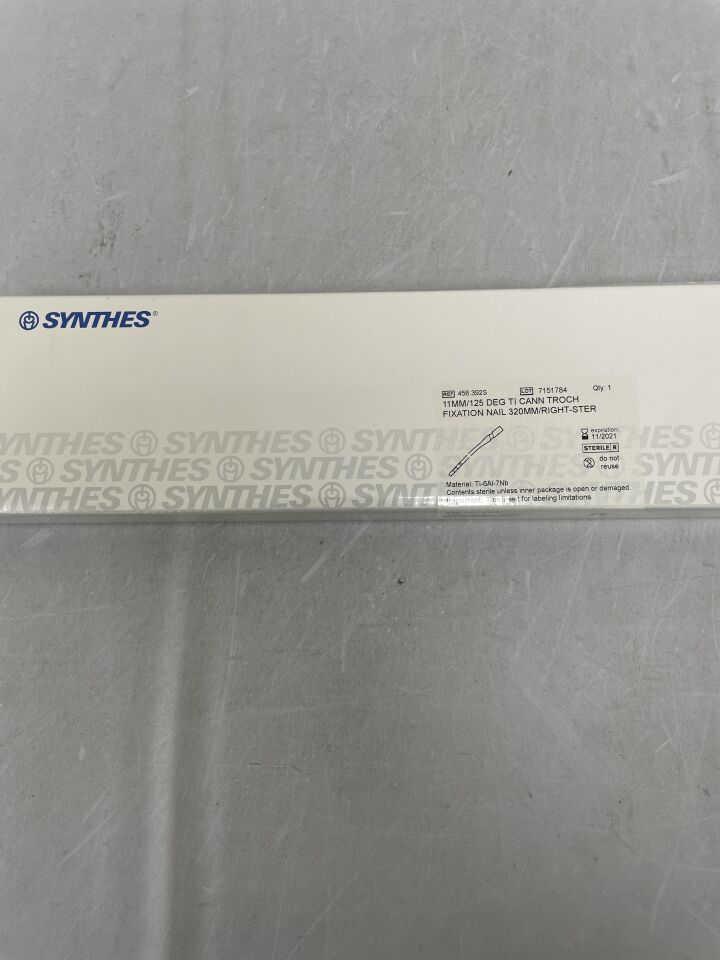 456.392S - SYNTHES - Titanium Alloy Right Cannulated Trochanteric Fixation Nail, 11 x 320mm, () - ( Expiry Date: )
