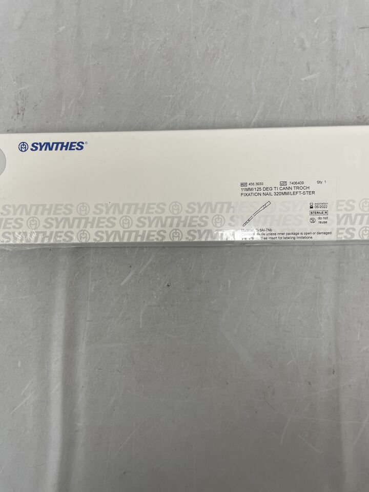 456.393S - SYNTHES - Titanium Alloy Left Cannulated Trochanteric Fixation Nail, 11 x 320mm, () - ( Expiry Date: )