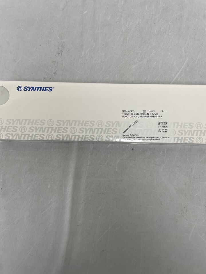 456.398S - SYNTHES - Titanium Alloy Right Cannulated Trochanteric Fixation Nail, 11 x 380mm, () - ( Expiry Date: )
