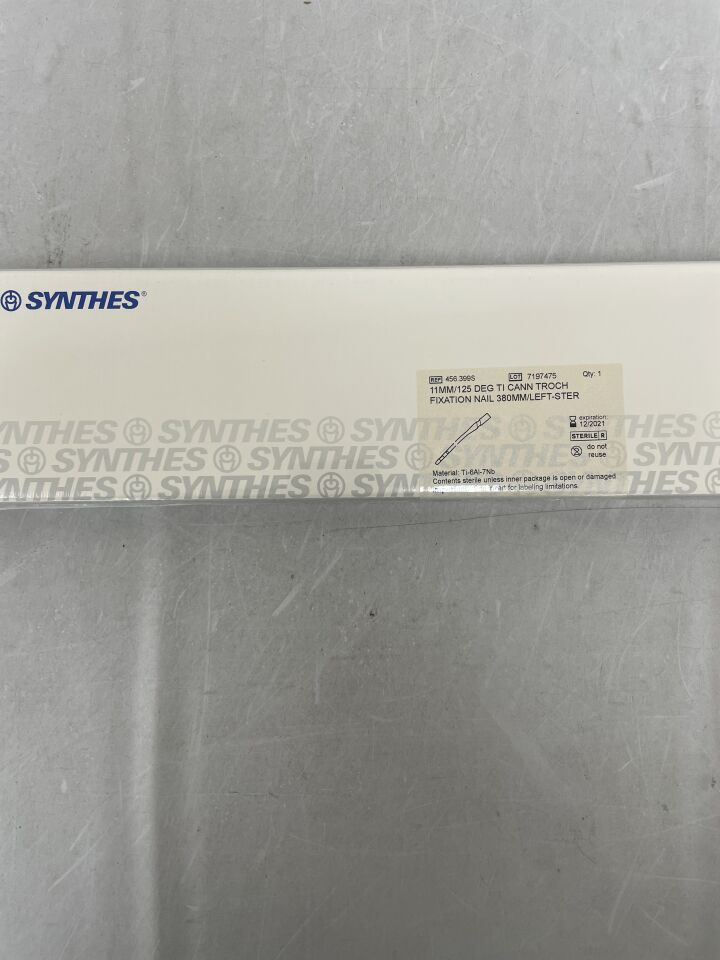 456.399S - SYNTHES - Titanium Alloy Left Cannulated Trochanteric Fixation Nail, 11 x 380mm, () - ( Expiry Date: )