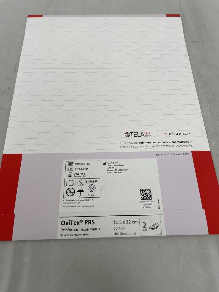 R20252-1122G - TELA BIO - OVITEX PRS Reinforced Tissue Matrix, 11.5 x 22cm, () - ( Expiry Date: )