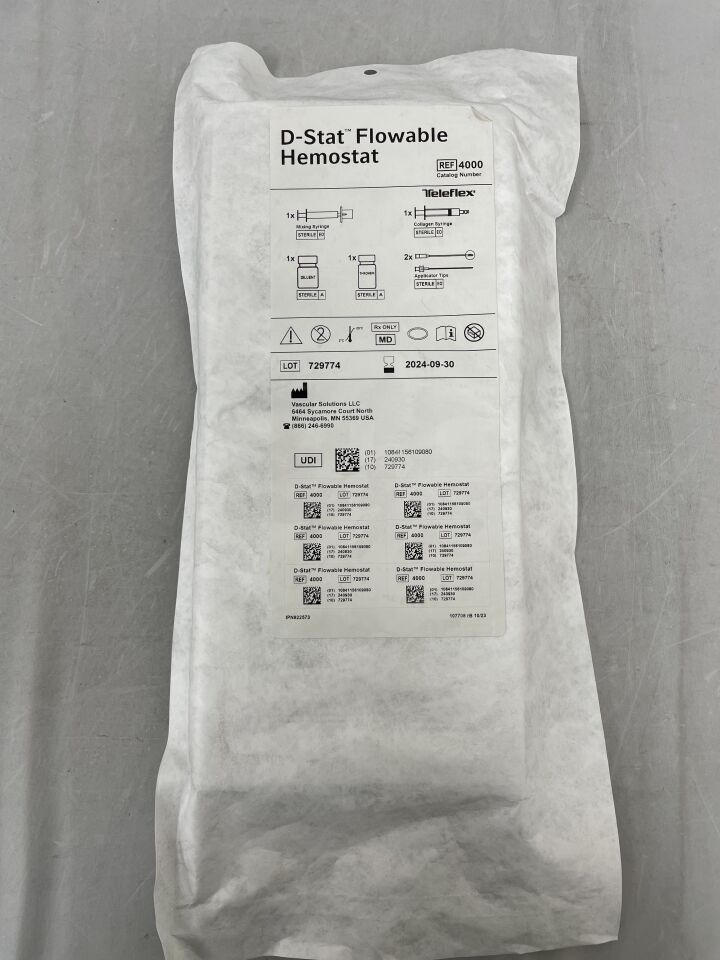 4000 - TELEFLEX - Vascular Solutions D-Stat Flowable Hemostat
, () - ( Expiry Date: 2024-09-30 )