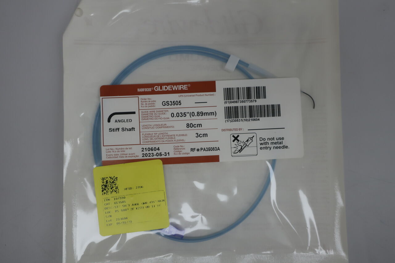 GS3505 - TERUMO - glidewire: 0.035" x 80cm, angled, stiff, () - ( Expiry Date: )