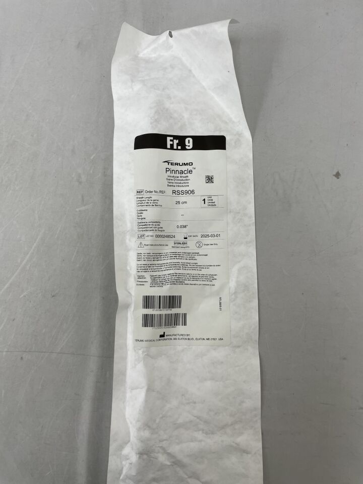 RSS906 - TERUMO - Pinnacle Coronary Introducer Sheath 9F x 25cm, () - ( Expiry Date: )