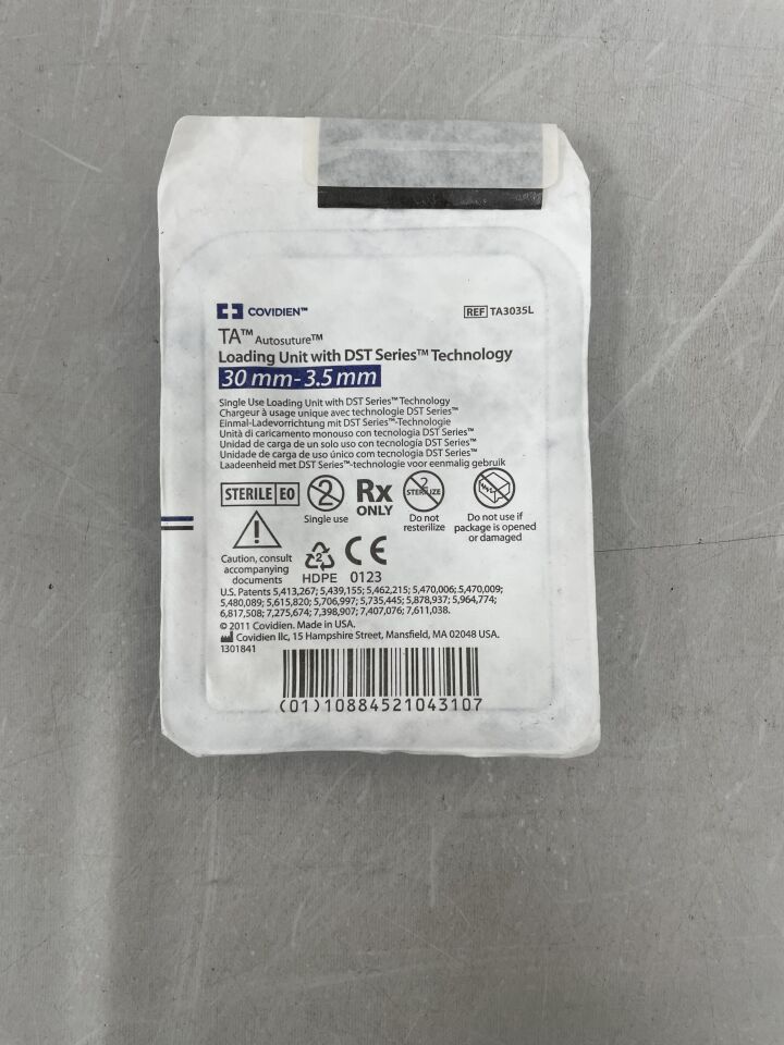 TA3035L - COVIDIEN - TA Single-Use Staple Loading Unit with DST Series Technology, 30 mm Size, () - ( Expiry Date: 2023-12-31 )