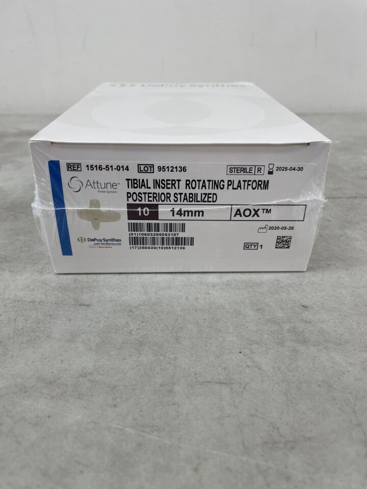 1516-51-014 - DEPUY - ATTUNE KNEE SYSTEM TIBIAL INSERT ROTATING PLATFORM POSTERIOR STABILIZED SIZE - 10, 14mm AOX, ()