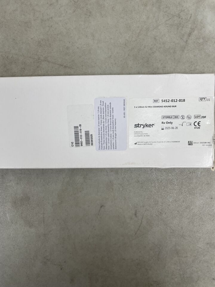 5452-012-018 - STRYKER - S2 Mini Diamond Round Bur 1mm x 1.8mm, () - ( Expiry Date: )