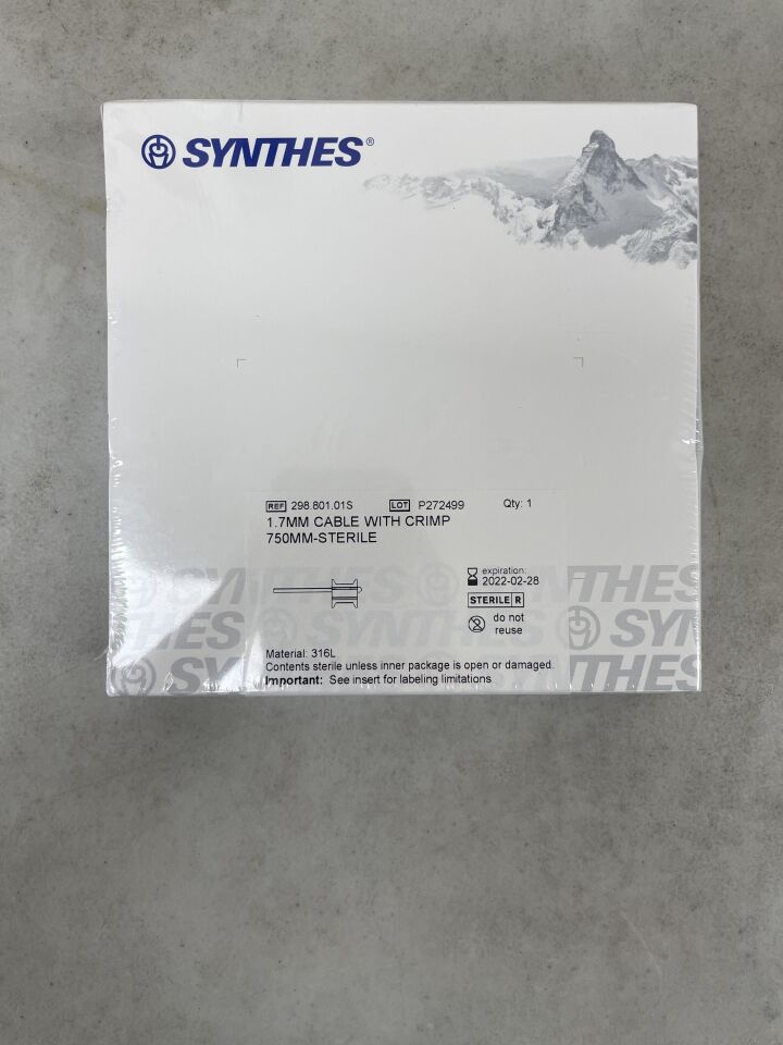 298.801.01S - SYNTHES - 1.7mm cable with crimp, 750mm, () - ( Expiry Date: )