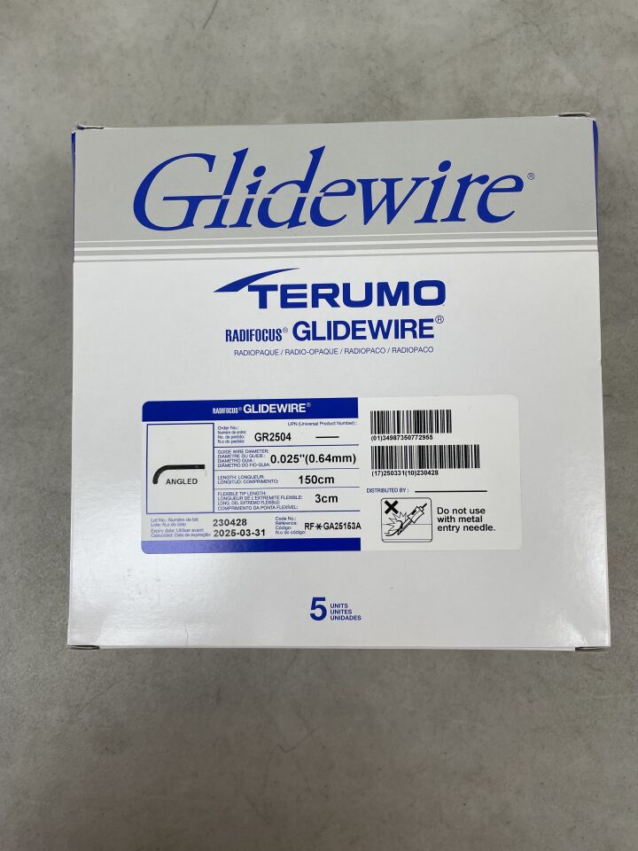 GR2504 - TERUMO - Radifocus Glidewire - Angled - .025" x 150cm x 3cm
, (BX/5) - ( Expiry Date: 2025-03-31 )