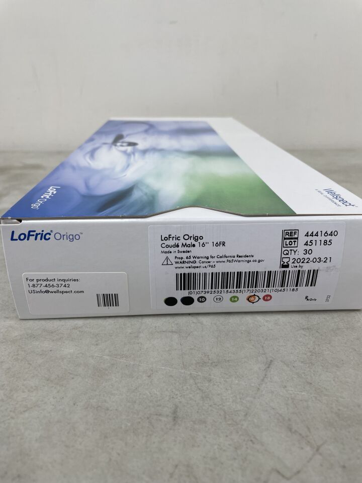 4441640 - WELLSPECT - LoFric Origo Urethral Catheter, Male, Coude Tip, Hydrophilic Coated, 16F, () - ( Expiry Date: )