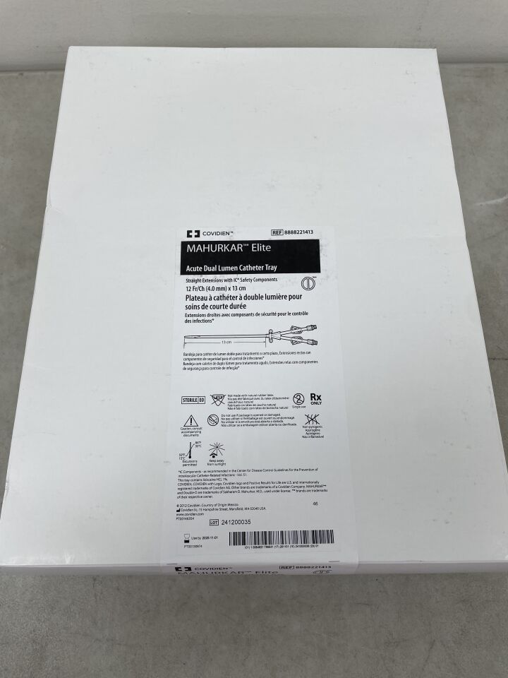 8888221413 - COVIDIEN - Mahurkar ELITE 12F 急性雙腔導管 13cm,直型,PASS 托盤裝,()-(有效期:)
