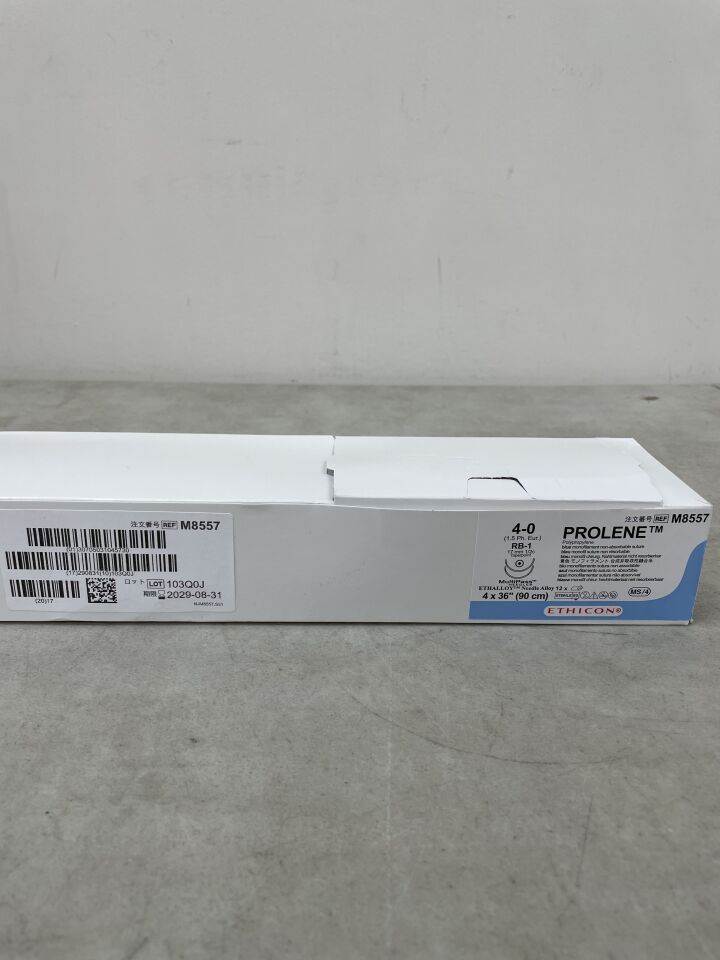 M8557 - ETHICON - PROLENE 聚丙烯縫線,錐形頭,不可吸收,RB-1 17mm / RB-1 ½ 圓,藍色單絲 4-36" = 90cm,規格:4-0,()-(有效期:)