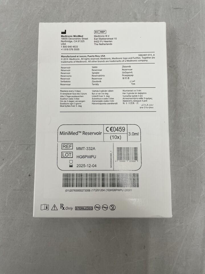 MMT-332A - MEDTRONIC - MiniMed Insulin Reservoir, holds 3.0ml , ( ) - ( Expiry Date : )