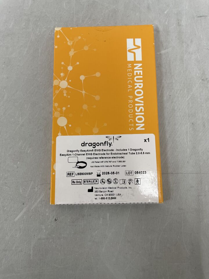 LSE600MSP - NEUROVISION - Electrodo EMG Neurovision Dragonfly de 1 canal para tubo endotraqueal de 2-5,5 mm (Fecha de caducidad:)