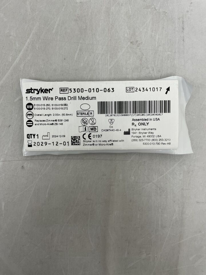 5300-010-063 - STRYKER - 1.5mm Wire Pass Drill, Medium , ( ) - ( Expiry Date : )